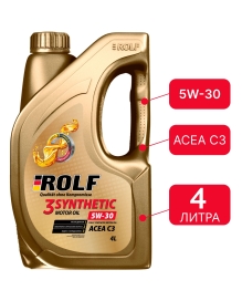 Масло ROLF 3-SYNTHENIC 5/30 SN/CF C3 синт. 4л пластик